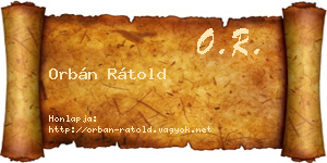 Orbán Rátold névjegykártya